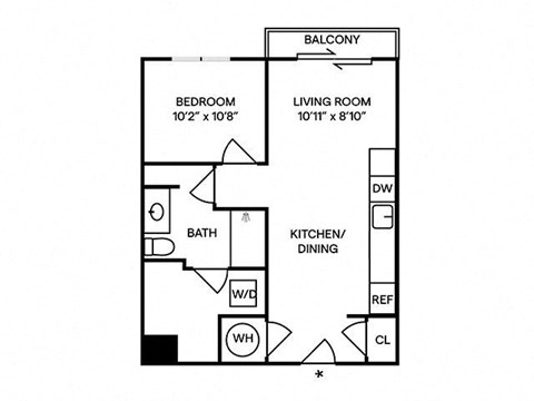 Sentral SoBro A5 1BR 1BA Floor Plan